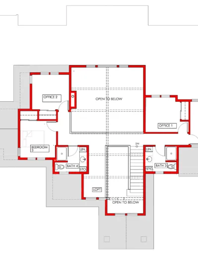 A floor plan for a home with two bedrooms and two bathrooms.